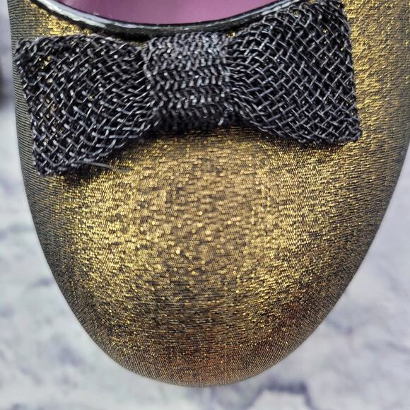 Marc Jacobs Bronze Taffeta Heels with Black Mesh Bows & Trim size 36 1/2 - Picture 12 of 15